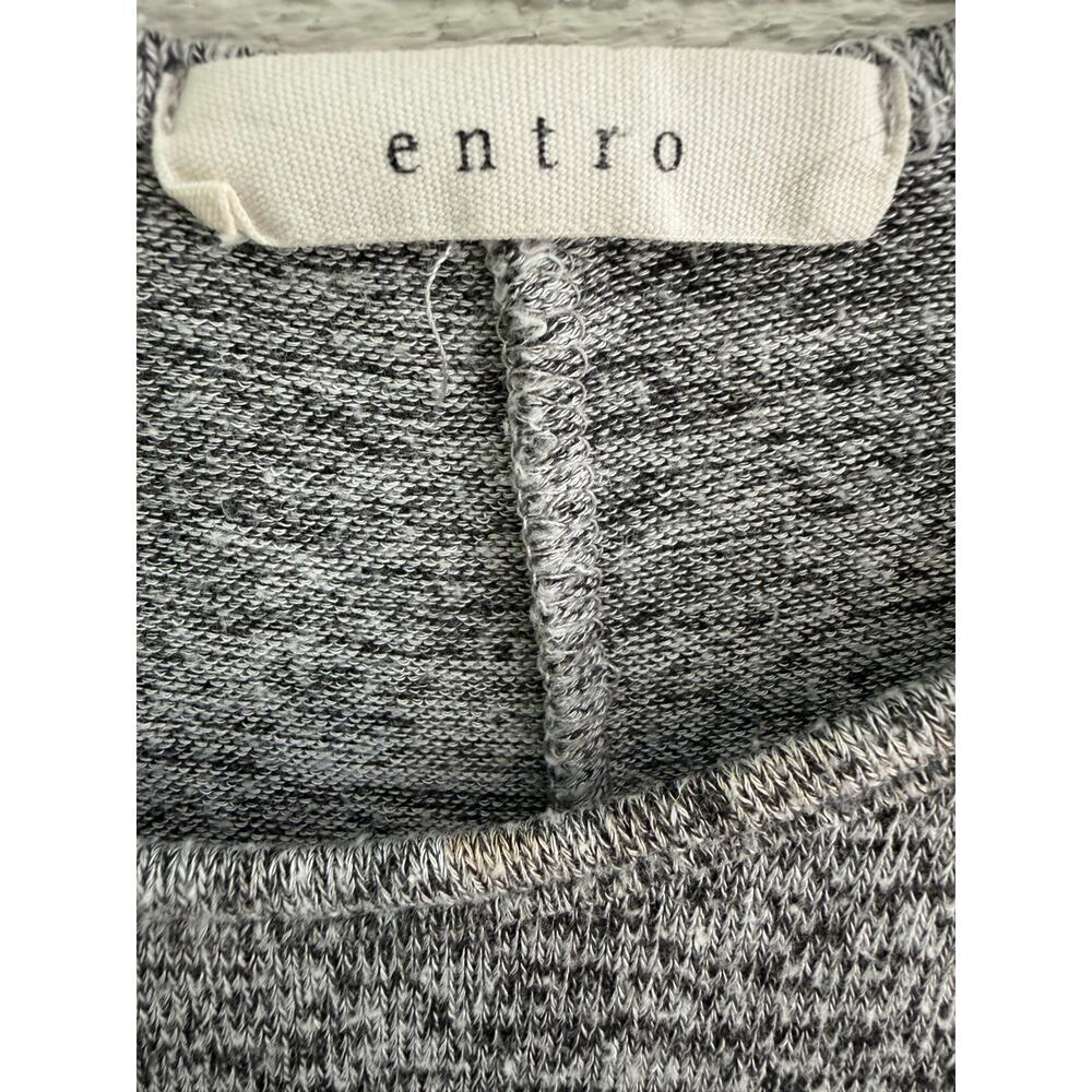 Entro Gray Marled Knit Top with Crochet Fringe Hem – Size Large - Picture 3 of 4